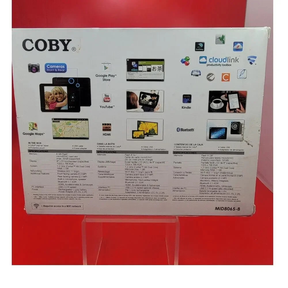 Coby Kyros Touchscreen Wi-Fi Tablet MID8065-8 Black Open Box